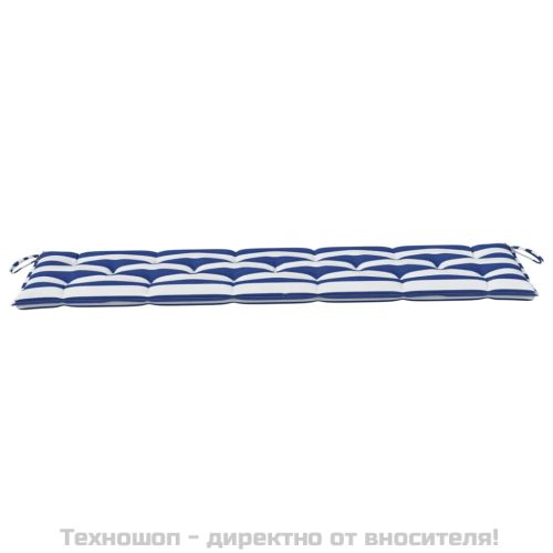 Възглавница за пейка синьо и бяло райе 180x50x7 см оксфорд плат