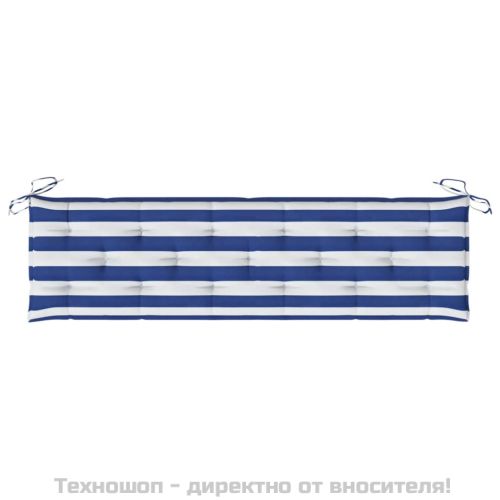 Възглавница за пейка синьо и бяло райе 180x50x7 см оксфорд плат