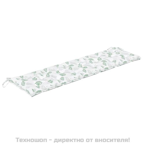 Възглавница за градинска пейка с листа 180x50x7 см оксфорд плат