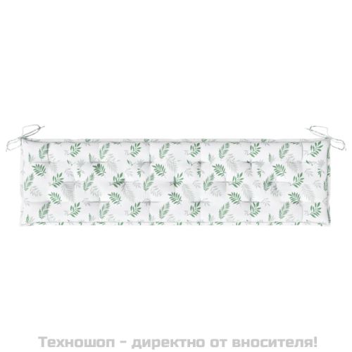 Възглавница за градинска пейка с листа 180x50x7 см оксфорд плат