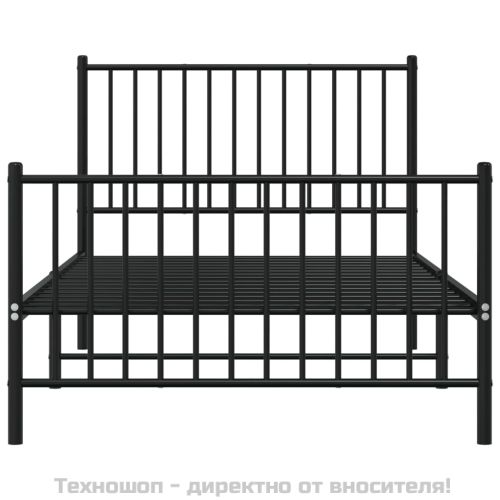 Метална рамка за легло с горна и долна табла, черна, 100x190 см