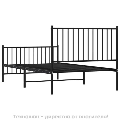Метална рамка за легло с горна и долна табла, черна, 100x190 см