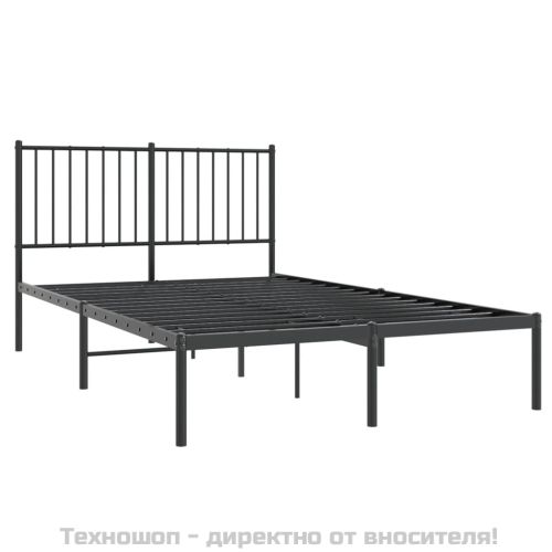 Метална рамка за легло с горна табла, черна, 120x190 см