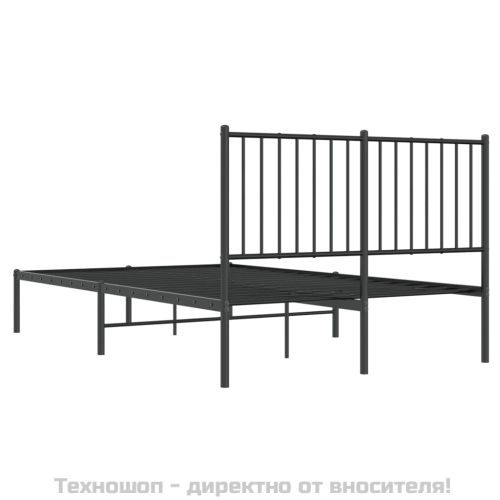 Метална рамка за легло с горна табла, черна, 120x190 см