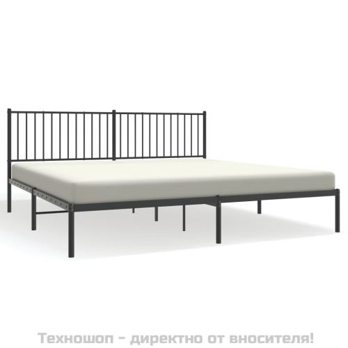 Метална рамка за легло с горна табла, черна, 193x203 см