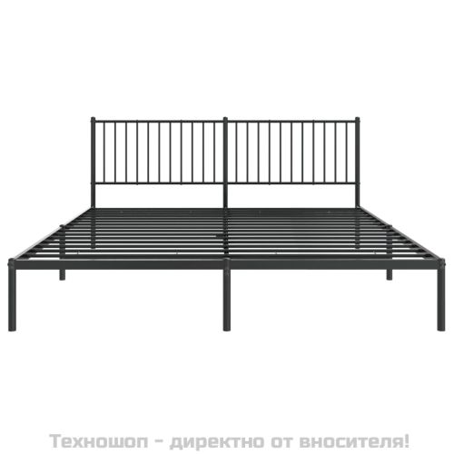 Метална рамка за легло с горна табла, черна, 180x200 см