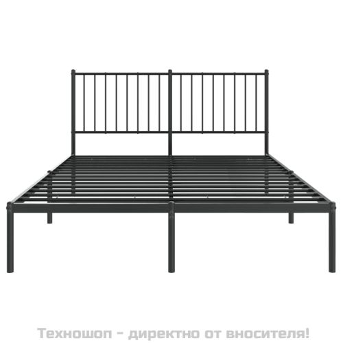 Метална рамка за легло с горна табла, черна, 140x200 см