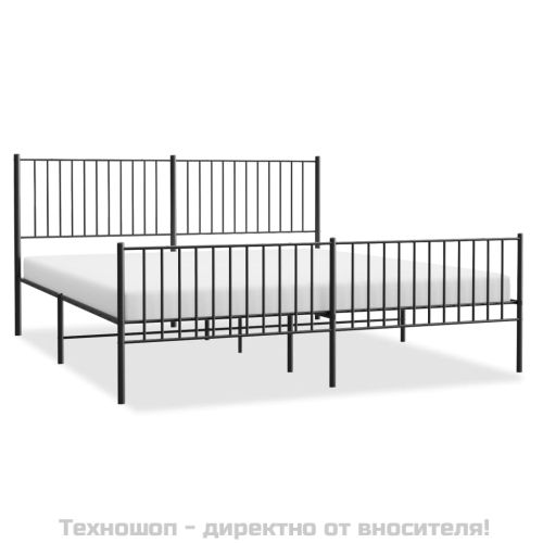 Метална рамка за легло с горна и долна табла, черна, 183x213 см