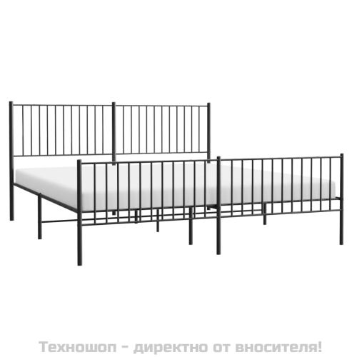 Метална рамка за легло с горна и долна табла, черна, 183x213 см