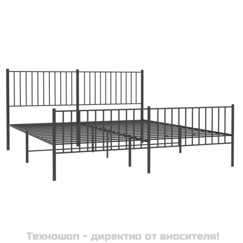 Метална рамка за легло с горна и долна табла, черна, 183x213 см