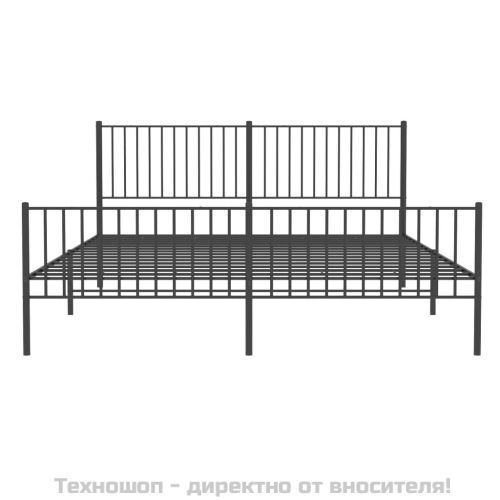 Метална рамка за легло с горна и долна табла, черна, 183x213 см