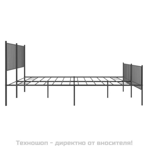 Метална рамка за легло с горна и долна табла, черна, 183x213 см