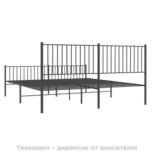 Метална рамка за легло с горна и долна табла, черна, 183x213 см
