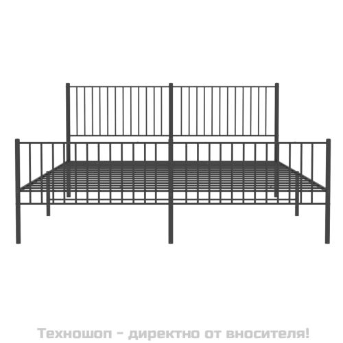 Метална рамка за легло с горна и долна табла, черна, 200x200 см