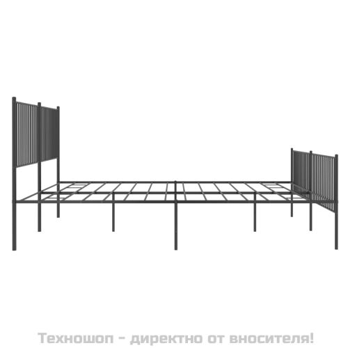 Метална рамка за легло с горна и долна табла, черна, 200x200 см