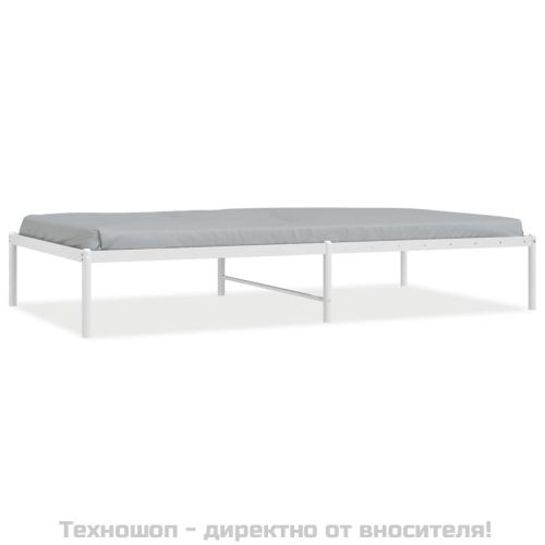 Метална рамка за легло, бяла, 100x190 см