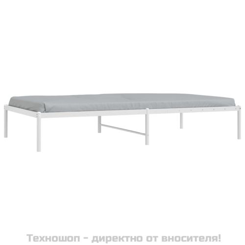 Метална рамка за легло, бяла, 100x190 см