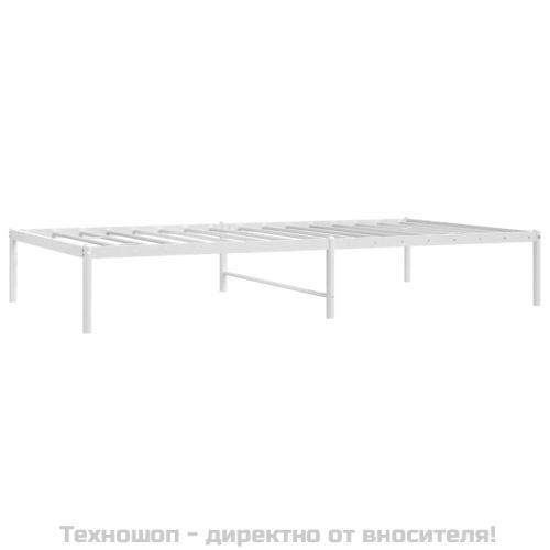 Метална рамка за легло, бяла, 100x190 см