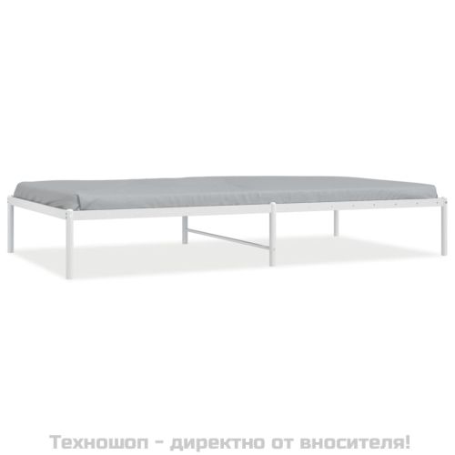 Метална рамка за легло, бяла, 107x203 см