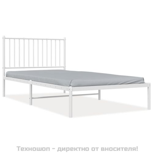 Метална рамка за легло с горна табла, черна, 100x200 см