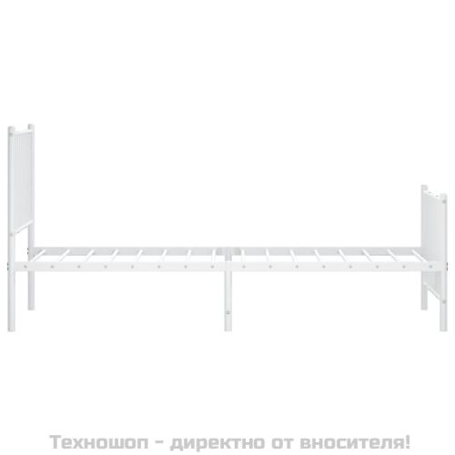 Метална рамка за легло с горна и долна табла, бяла, 75x190 см