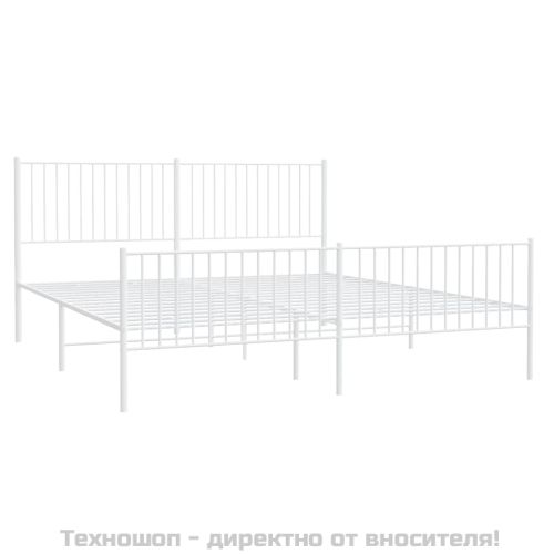 Метална рамка за легло с горна и долна табла, бяла, 193x203 см