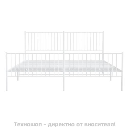 Метална рамка за легло с горна и долна табла, бяла, 193x203 см
