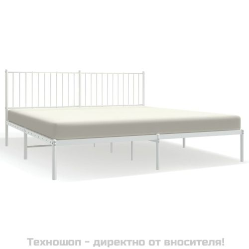 Метална рамка за легло с горна табла, черна, 183x213 см