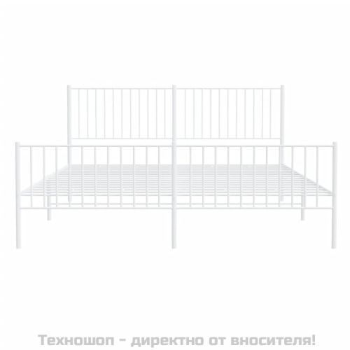 Метална рамка за легло с горна и долна табла, бяла, 183x213 см
