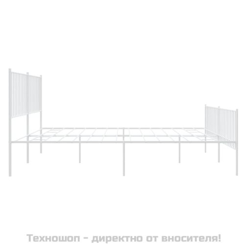 Метална рамка за легло с горна и долна табла, бяла, 183x213 см