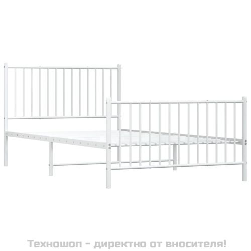 Метална рамка за легло с горна и долна табла, бяла, 107x203 см