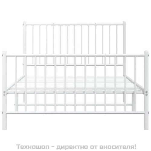 Метална рамка за легло с горна и долна табла, бяла, 107x203 см