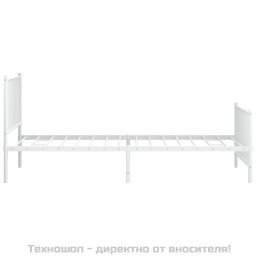 Метална рамка за легло с горна и долна табла, бяла, 107x203 см
