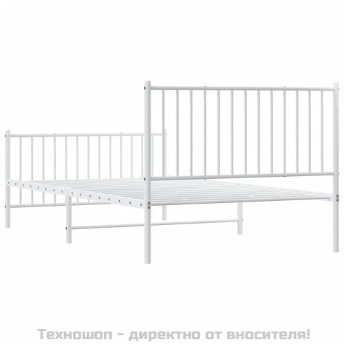 Метална рамка за легло с горна и долна табла, бяла, 107x203 см