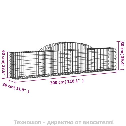 Габионни кошници арка 10 бр 300x30x60/80 см поцинковано желязо