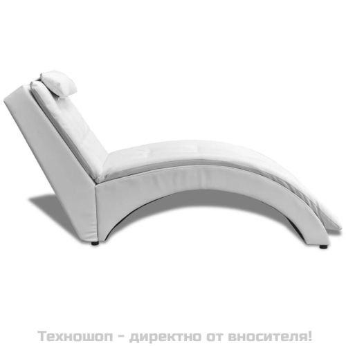 Кушетка с възглавница, бяла, изкуствена кожа