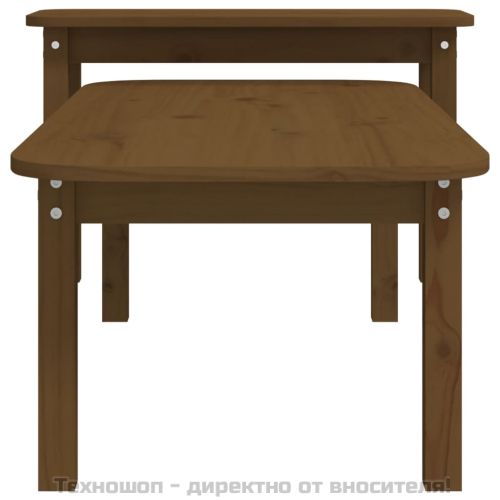 Комплект масички за кафе от 2 части, меденокафяво, бор масив