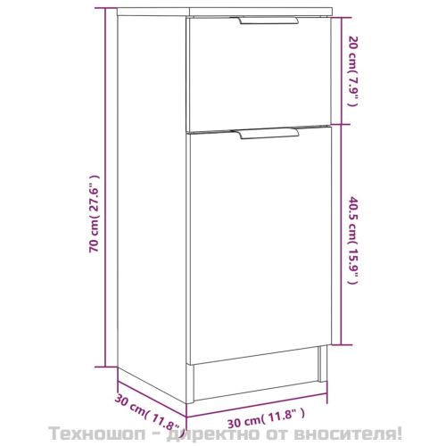 Сайдборд, дъб сонома, 30x30x70 см, инженерно дърво