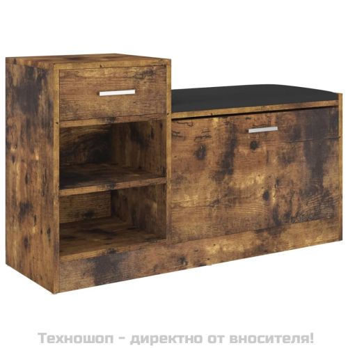 Пейка за обувки, опушен дъб, 94,5x31x57 см, инженерно дърво