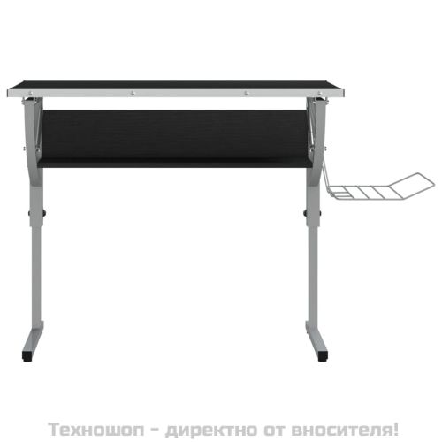 Бюро черно и сиво 110x53x(58-87) см инженерно дърво и стомана
