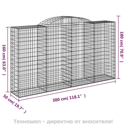Габионни кошници арка 4 бр 300x50x160/180 см поцинковано желязо