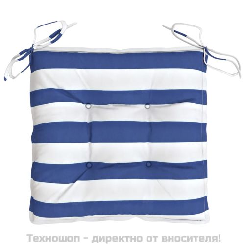 Възглавници за стол 6 бр синьо-бяло райе 50x50x7см Оксфорд плат