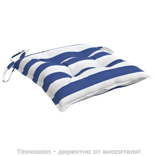 Възглавници за стол 6 бр синьо-бяло райе 50x50x7см Оксфорд плат