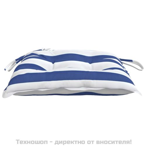 Възглавници за стол 6 бр синьо-бяло райе 50x50x7см Оксфорд плат