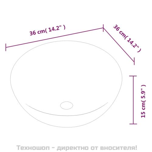 Мивка, бяла, 36x15 см, керамична, кръгла