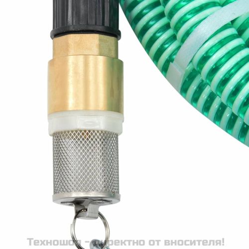Смукателен маркуч с месингови съединители зелен 1,1" 20 м PVC