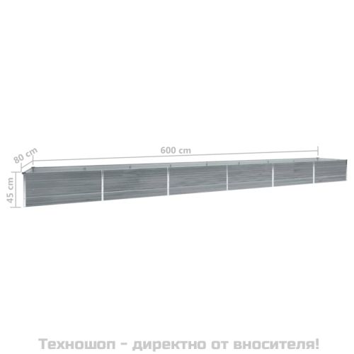 Градинска висока леха поцинкована стомана 600x80x45 см сива