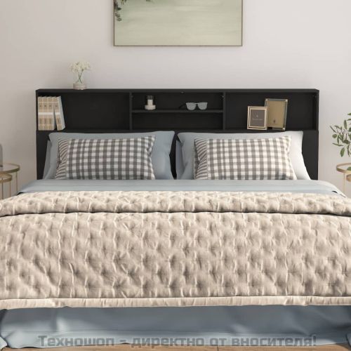 Табла за легло тип шкаф, черна, 200x19x103,5 см