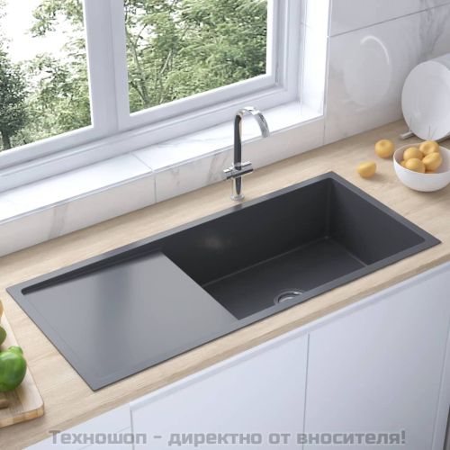 Ръчно изработена кухненска мивка, черна, неръждаема стомана