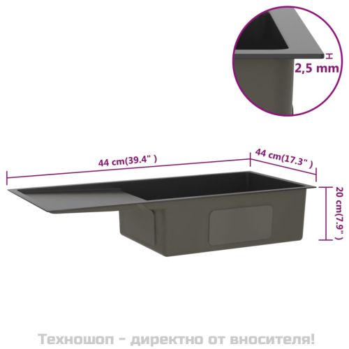 Ръчно изработена кухненска мивка, черна, неръждаема стомана